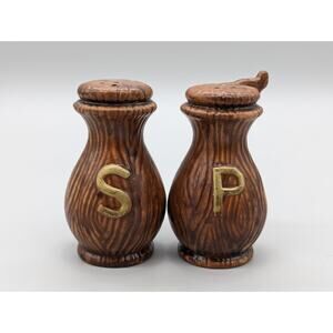 Vintage 3.25" Japan Ceramic Brown Glazed Salt & Pepper Shakers Set 50/125